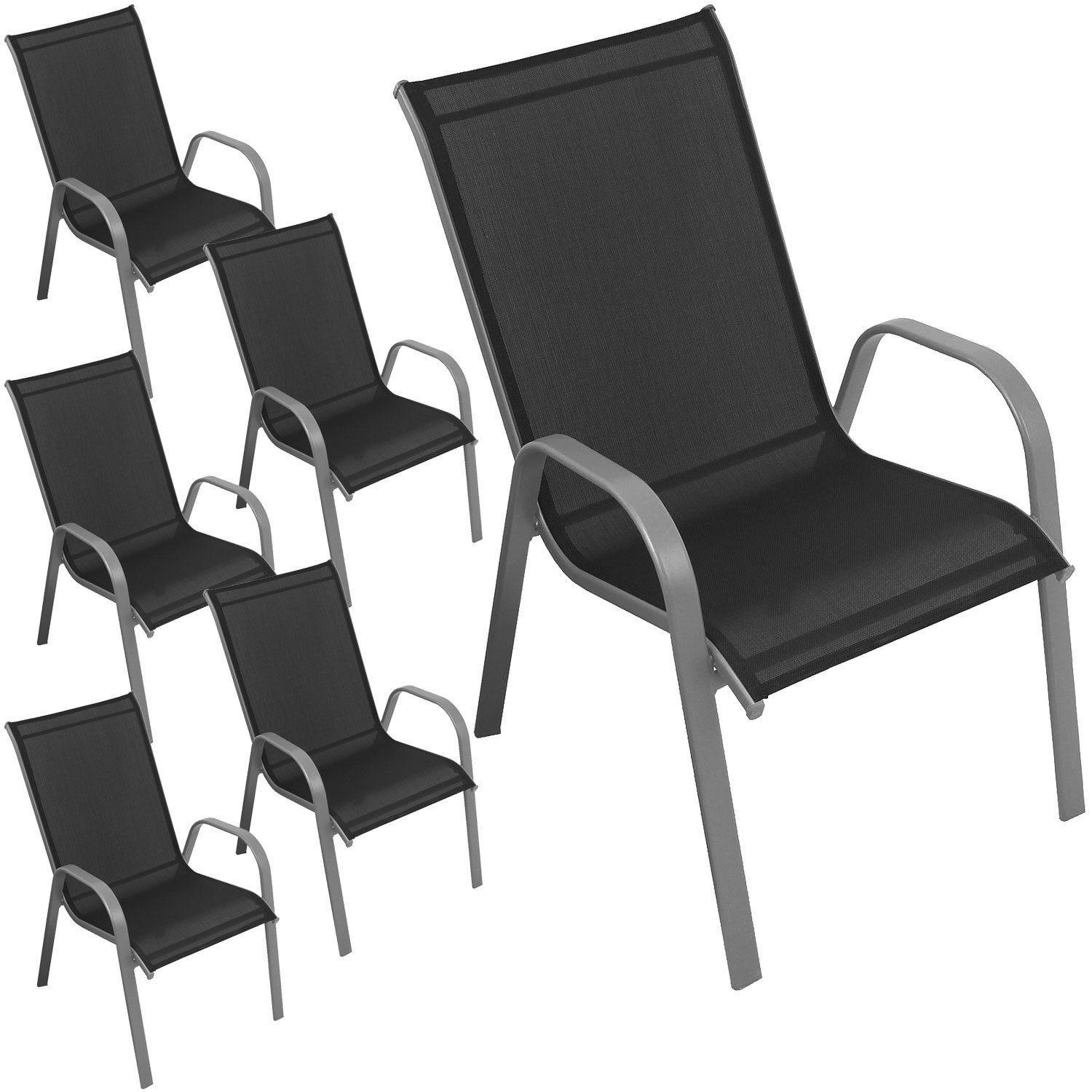 6 Stück Stapelstuhl Gartenstuhl Terrassenstuhl Balkonstuhl stapelbar