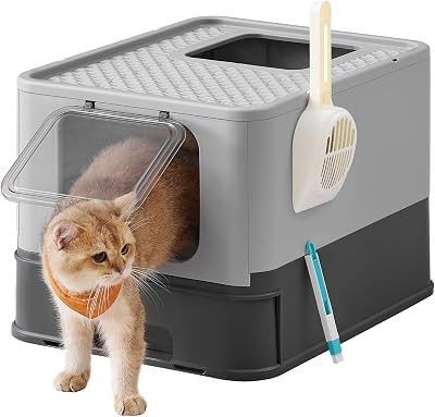 Feandrea Hidden Cat Litter Box with Door, Slide-Out Tray, Anti-Tracking