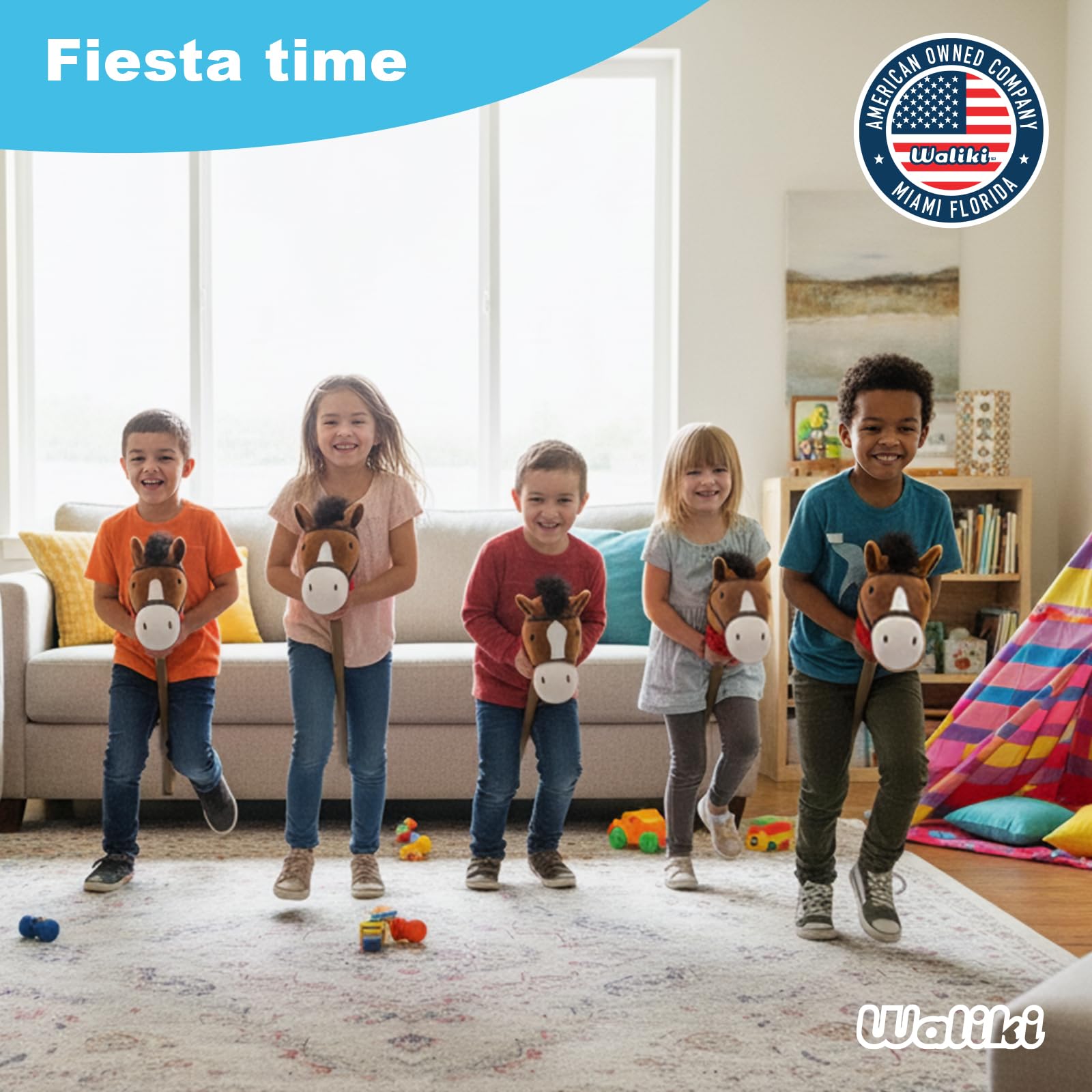 WALIKI Stick Horse Toy for Boys and Girls | Fun Cowboy & Cowgirl Pretend Play | Cool Toys for Kids Ages 3 4 5 6 | Birthday Gift for Active Toddlers (Brown)