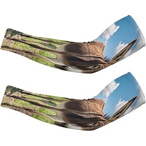 VTCTOASY Funny Donkey UV Protection Arm Sleeves Ice Silk Cooling Arm Cover Elastic Sun Protection Sleeves