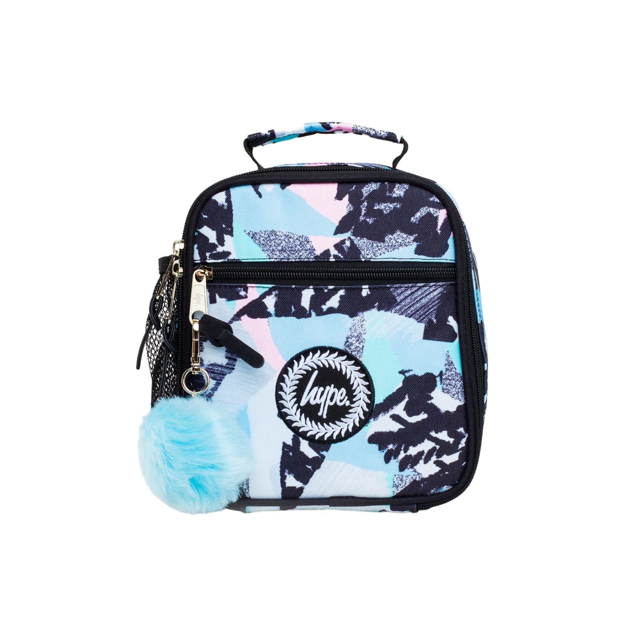 hype Girls Lunch Box, Iconic Pastel Abstract Style, School Bag for Kids, Stylish Lunch Bag with Bottle Holder, 3 Storage Compartments, Inside Thermal Lining & Grab Handle