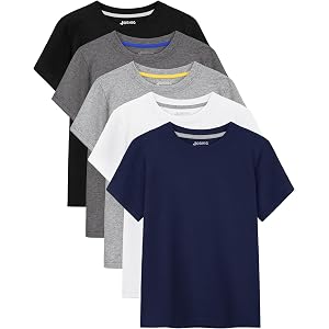 5 Pack Boys Shirts Cotton Short Sleeve T-ShirtsBoys Summer Tops Clothes | Tagless & SoftCotton & Breathable, Short Sleeve Sum