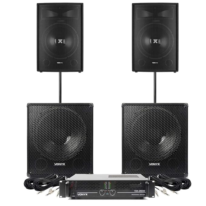 VONYX Speakers and Amplifier PA DJ Disco Package, 15" Amazon.co.uk