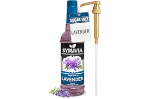 Syruvia Sugar Free Coffee Syrup, Lavender Flavored Syrup for Drinks, Lattes, and Desserts – 25.4 fl oz, With Pump