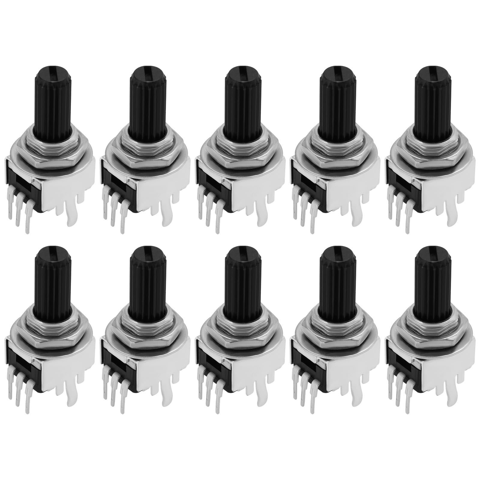 The Lord of the Tools 10PCS Logarithmic 9mm Potentiometer 50K Ohm 6mm Knurled Shaft 25mm Shaft Length for PCB or Panel Mount Applications Use with Communications Equipment Consumer Goods