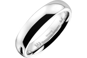 MJ Metals Jewelry Classic Mirror Polished White Tungsten Carbide 2mm to 10mm COMFORT FIT Wedding Band Ring