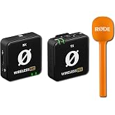 Rode Wireless ME Compact Wireless Microphone System Bundle with Interview GO Orange Handheld Adaptor &mdash; Dual Built-in Mics, 328-Ft Range, Mic Kit for Interviews, Reporting, Vlogging, Content Creation