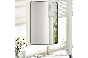 Acovy Bathroom Mirror 24x36 inch, Rustproof Aluminum Metal Framed Mirror for Wall, Matte Gold Bathroom Vanity Mirror, Shatterppoof Mirror, Living Room, Hanging or Leaning Horizontal or Vertical
