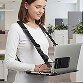 Suncalla Laptop Harness Shoulder Strap with Ssd Storage Pouch Portable Wearable Laptop Stand Desk up to 16 Inch Tablets for Work, Travel, Office, Posture Support