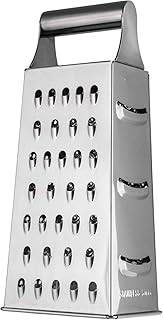 KADAX Reibe, vierseitiges Reibeisen aus Edelstahl, Küchenreibe zum groben und feinem Raspeln, für Obst, Gemüse, Käse, Karotten, Vierkantreibe, spülmaschinengeeignet