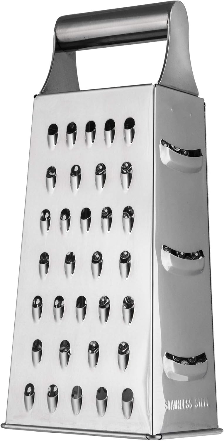 KADAX Reibe, vierseitiges Reibeisen aus Edelstahl, Küchenreibe zum groben und feinem Raspeln, für Obst, Gemüse, Käse, Karotten, Vierkantreibe, spülmaschinengeeignet