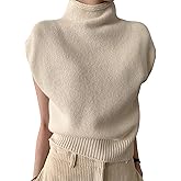 GORGLITTER Women's Mock Neck Sweater Tank Cap Sleeve Trendy Dressy Casual Knit Sweaters Vest