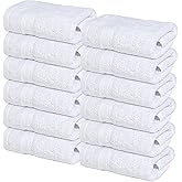 Infinitee Xclusives Luxury Wash Cloths for Showering [13x13] – 100% Cotton Washcloths [Pack of 12], Soft and Absorbent Face Towels for Bathroom Wash Clothes, Gym, and Spa (Brilliant White)