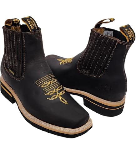 Amazon.com | Men's Short Ankle Boots Square Toe Handcrafted Rodeo