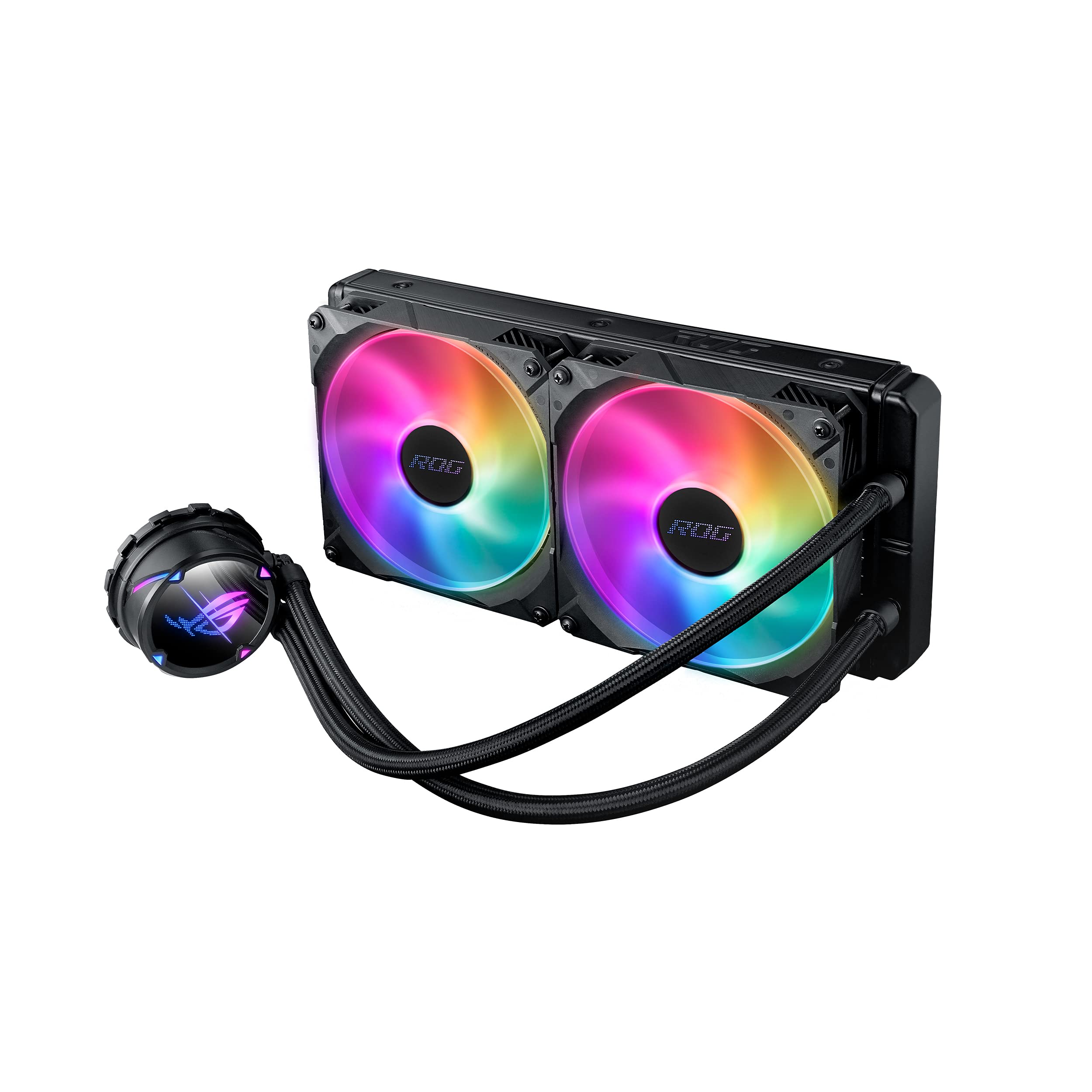 ROG Strix LC II 280 ARGB all-in-one liquid CPU cooler with Aura Sync, Intel LGA 1150/1151/1155/1156/1200/2066 and AMD AM4/TR4 support and three ROG 120 mm addressable RGB radiator fans
