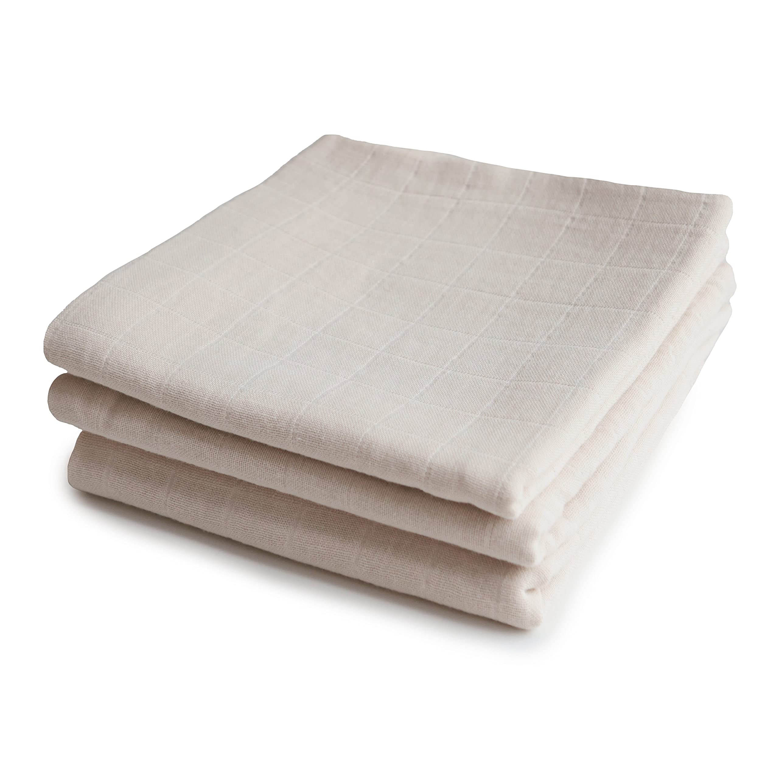Mushie Muslin Cloth | 1x Set of 3 pack Muslin Cloths | Use: Mini Blanket & Other Nursery Needs | Material: 100% Organic Cotton | 58x60cm | Extra Soft for Babies & Toddlers (Fog)