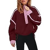Panadila Womens Half Zip Sherpa Fleece Pullover Soft Oversized Sweatshirt with Pockets Warm Fuzzy Sweater