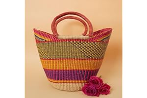 AFRICA IN A BASKET Bolga Ghana Market Picnic Grocery Basket (Orange Yellow)