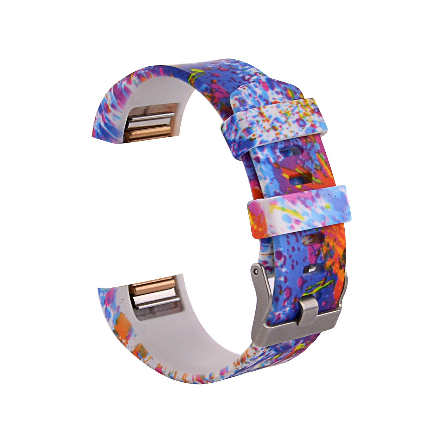 Fitbit Charge 2 Band,Soft Silicone Adjustable Replacement Sport Strap Printed Design Bands with Classic Buckle Fitness Accessory Wristband for Fitbit Charge2 (Pattern-14, Large (Wrist 6.5\