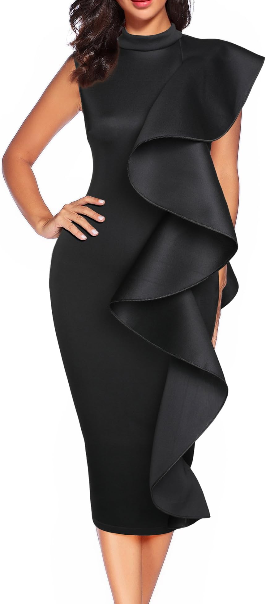 Women's Clubwear Dress Sleeveless Ruffles Bodycon Cocktail Party Dress