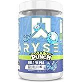 RYSE Loaded Pre Workout Powder - Sour Punch Blue Raz - Daily Pre-Workout for Men & Women with 390mg Caffeine, Beta Alanine, and Citrulline for Pump, Focus, and Energy - 30 Servings