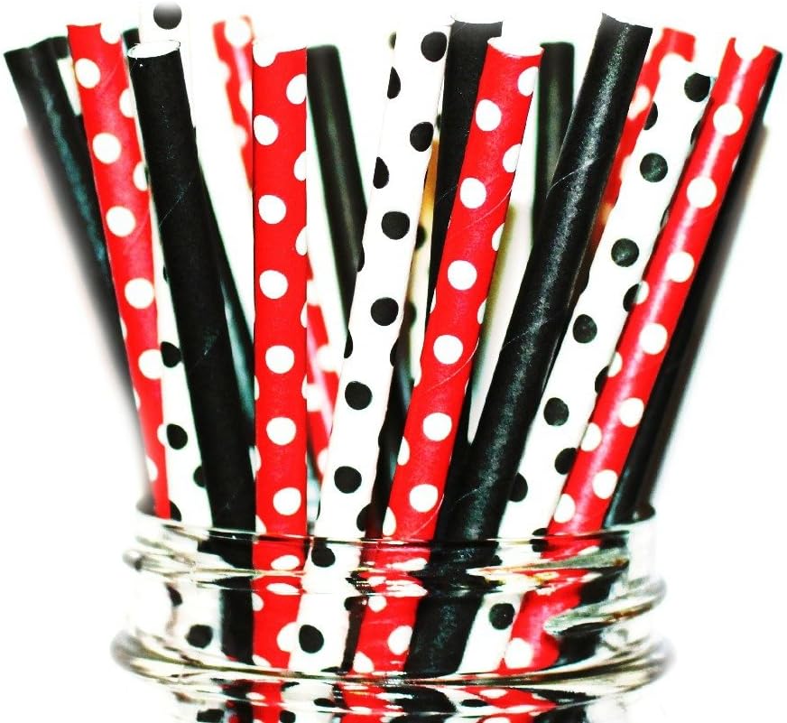 Paper Straws Mix of Vintage Mickey Mouse Colors Straws