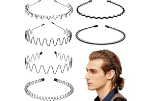 LERNOU Metal Men Headbands Women Hair Bands, Unisex Black Wavy,Spring And Summer Outdoor Sports Headbands, Fashion Simple Ela