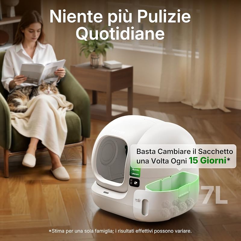 PUROBOT MAX 3 Lettiera Gatto Autopulente, Ampio Ingresso, Spazio 76L, Doppio Sistema Deodorante, Design Anti-Perdite, xSecure Anti-Intrappolamento, Controllo App, Ideale per Famiglie Multigatto
