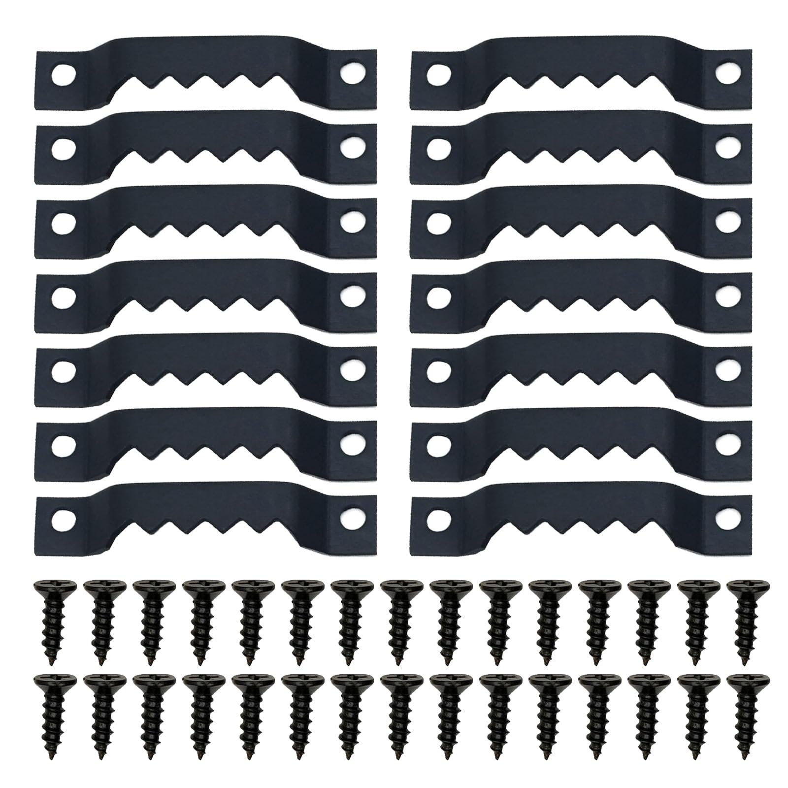 Photo 1 of 100 Pack Heavy Duty Sawtooth Picture Hangers with 200 Screws Black Small Sawtooth Hangers for Picture Frames, Paintings, Artwork, Photos, and Home Decor Black Sawtooth Picture Frame Hangers