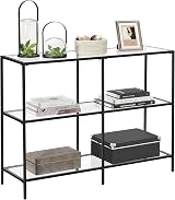 VASAGLE Console Table with 3 Shelves Tempered Glass 100 x 30 x 73 cm view 8