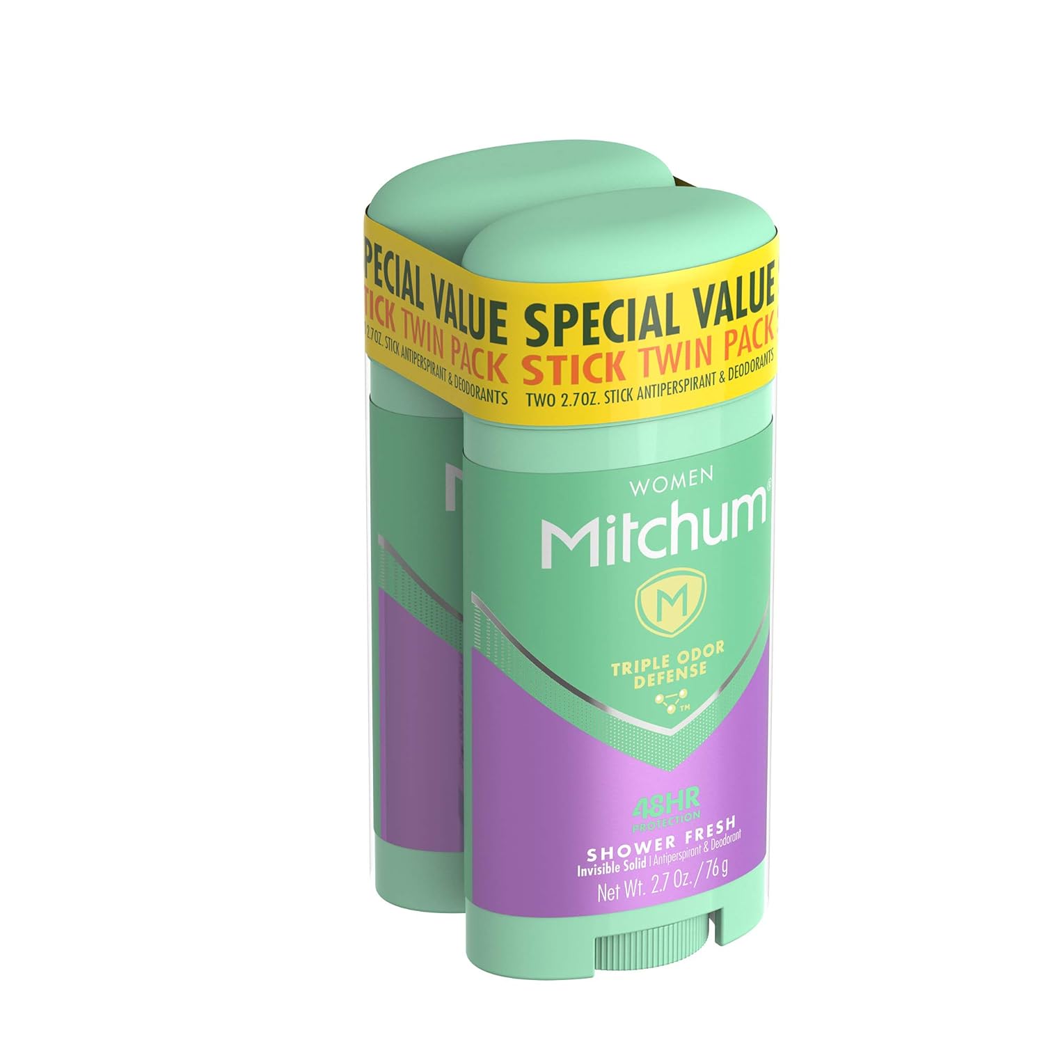 Mitchum Antiperspirant Deodorant Stick for Women, Triple Odor Defense Invisible Solid, 48 Hr Protection, Shower Fresh, 2.7 oz (pack of 2) : Beauty