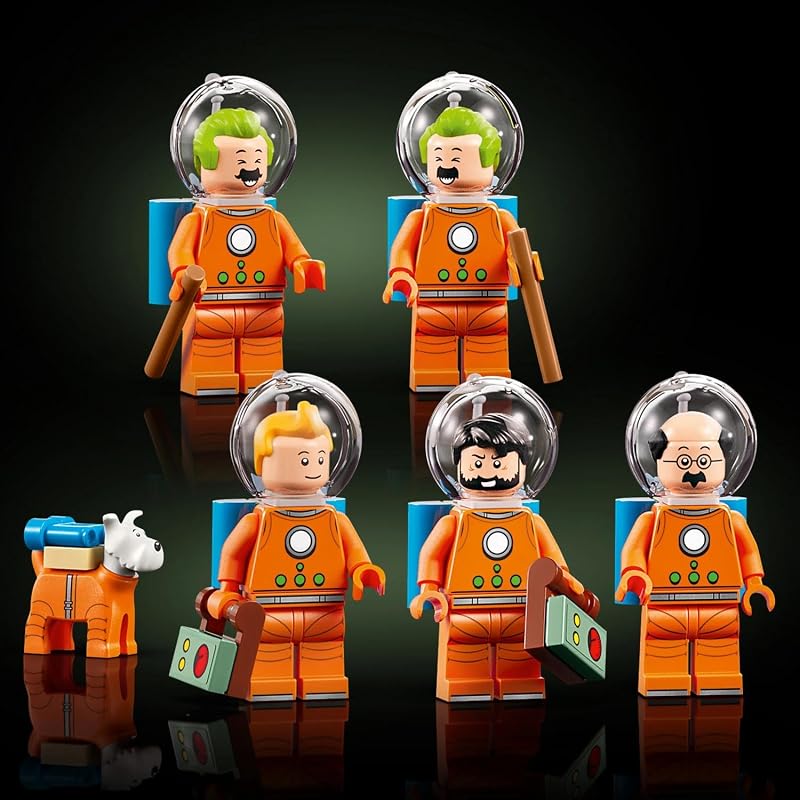Ideas Die Mondrakete von Tintin - Raumschiff Modellbau für Erwachsene - Set zum Ausstellen mit 5 Minifiguren und der Hundefigur Struppi für DIY Deko - Geschenkidee für Fans - 21367 — Foto 3 von 8