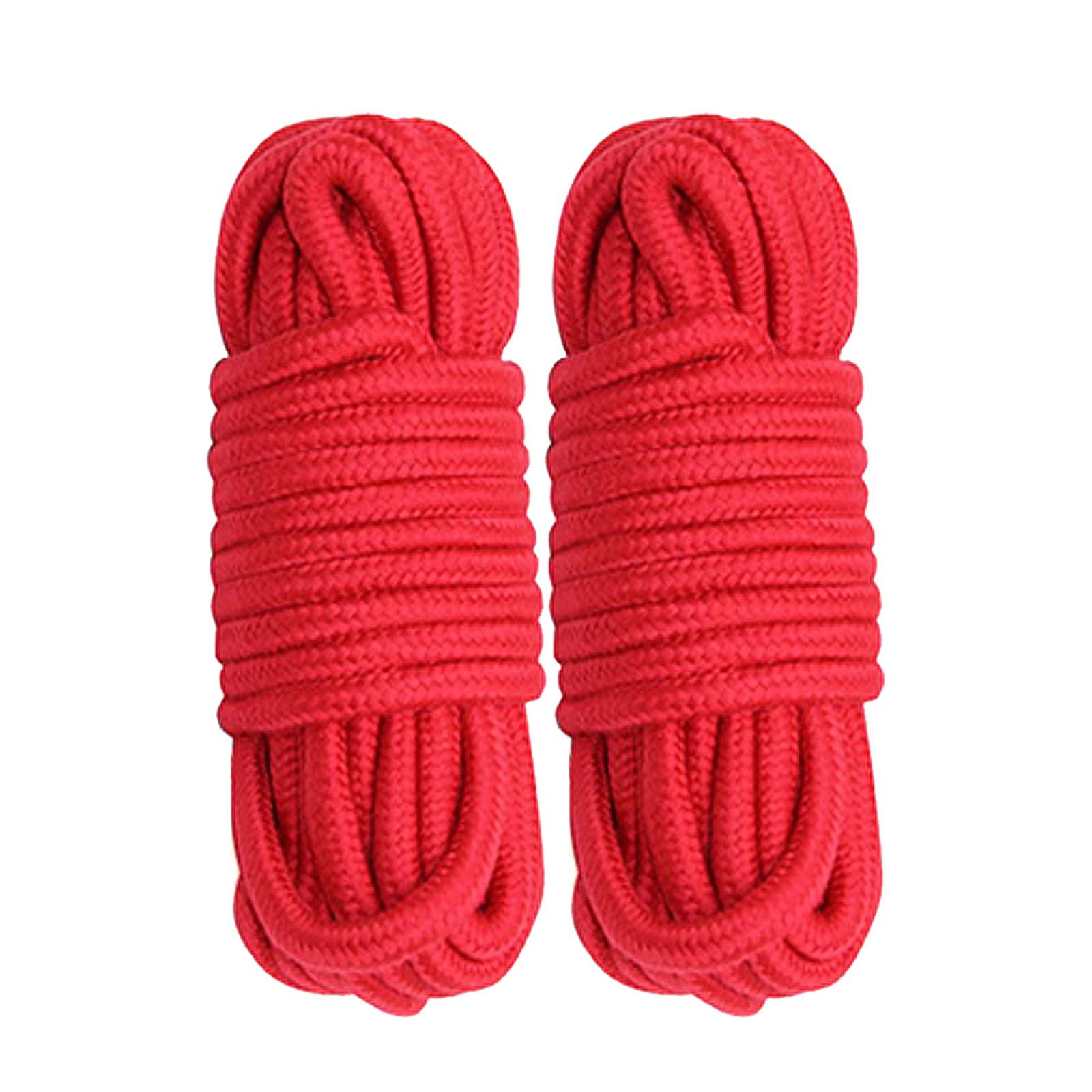 Cosymate Soft Cotton Rope Binding Rope All Purpose Thick Cotton Twisted Knot Tying Rope, 8mm Diameter, 5m Long, Pack of 2, Red