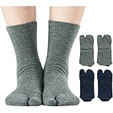 UBUMO Men's Flip Flop Socks Tabi Split Toe Geta Wicking Cotton Pack of 4