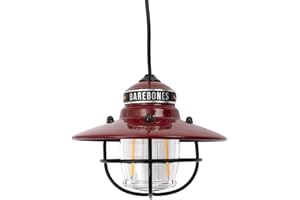Barebones Edison Pendant Light – Red, Vintage Rustic USB LED Hanging Light for Outdoor and Indoor Use – Adjustable Height String Lantern with Warm Edison Bulb Glow for Patio, Home, or Garden