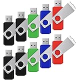 RAOYI 10 Pack 8GB Swivel USB Flash Drive Metal Thumb Drives Pen Drive USB 2.0 Bulk Flash Drive Memory Stick(Black/Red/Blue/Green,4 Mixed Colors)