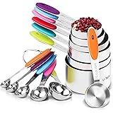U-Taste 12 Piece Measuring Cups and Spoons Set in 18/8 Stainless Steel : 7 Measuring Cups & 5 Measuring Spoons