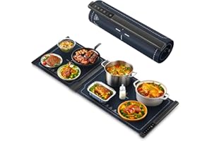 MAPLEPARTY Food Warming Mat - 42" x 16" Extra Long Fast Heat Up Food Warmer with 7 Level Temp & 4 Hour Timer Function, Portable & Rollable Warming Tray Mat for Buffets Party and Home
