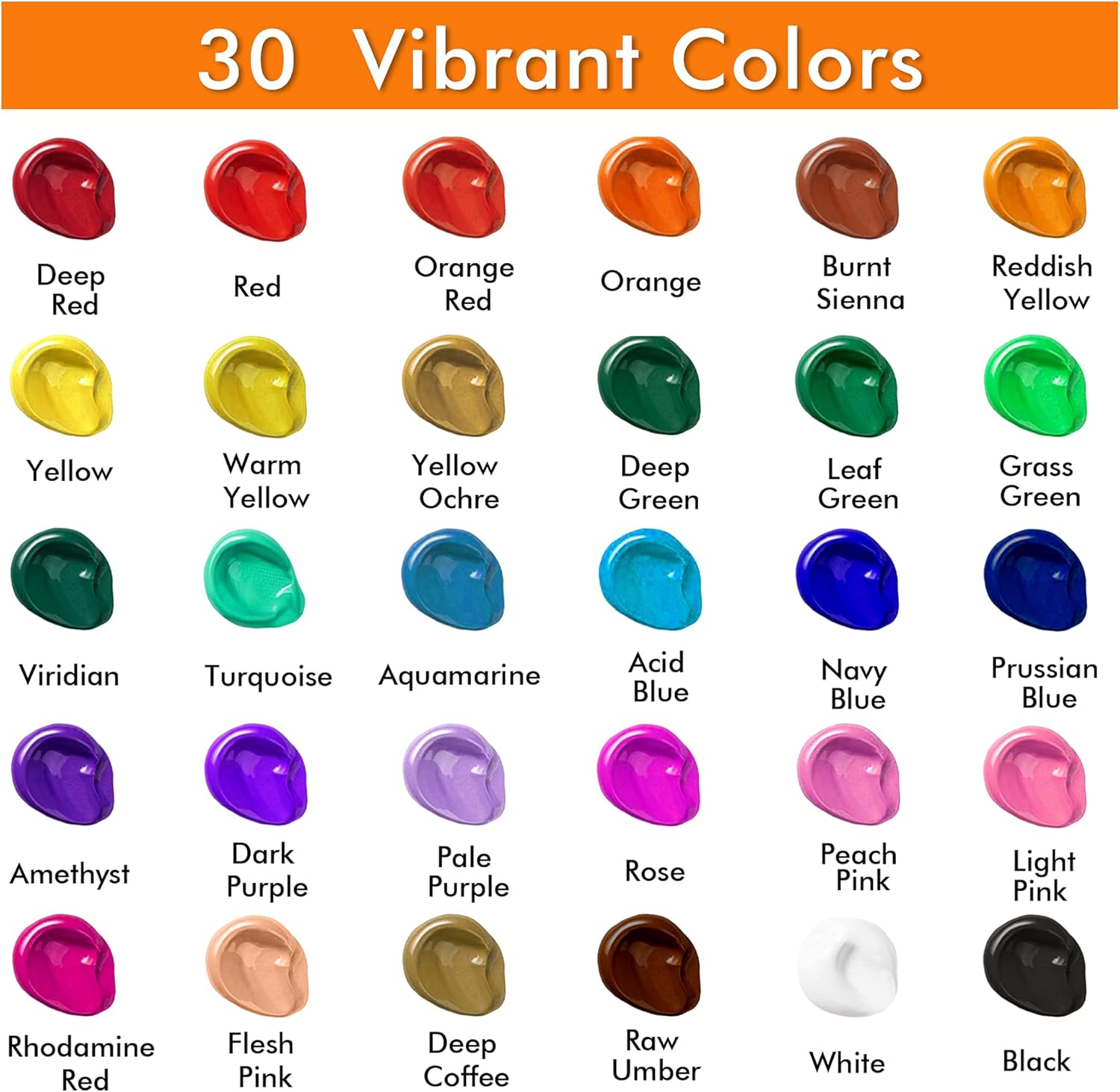 Acrylic Paint Set, Shuttle Art 30 Colors Acrylic Paint in Tubes (36ml) with 3 Brushes, Artist Grade Paint, Rich Pigments, Non-Toxic for Artists, Beginners and Kids on Rocks Crafts Canvas Wood Fabric: Home Improvement