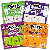 PEEPS Halloween Marshmallow Candy Bundle, Skulls, Monsters, Pumpkins, Ghosts, Trick or Treat Candies, Fall Time, Soft and Chewy, Pack of 4, 12oz Total