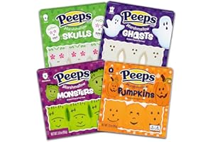 PEEPS Halloween Marshmallow Candy Bundle, Skulls, Monsters, Pumpkins, Ghosts, Trick or Treat Candies, Fall Time, Soft and Chewy, Pack of 4, 12oz Total