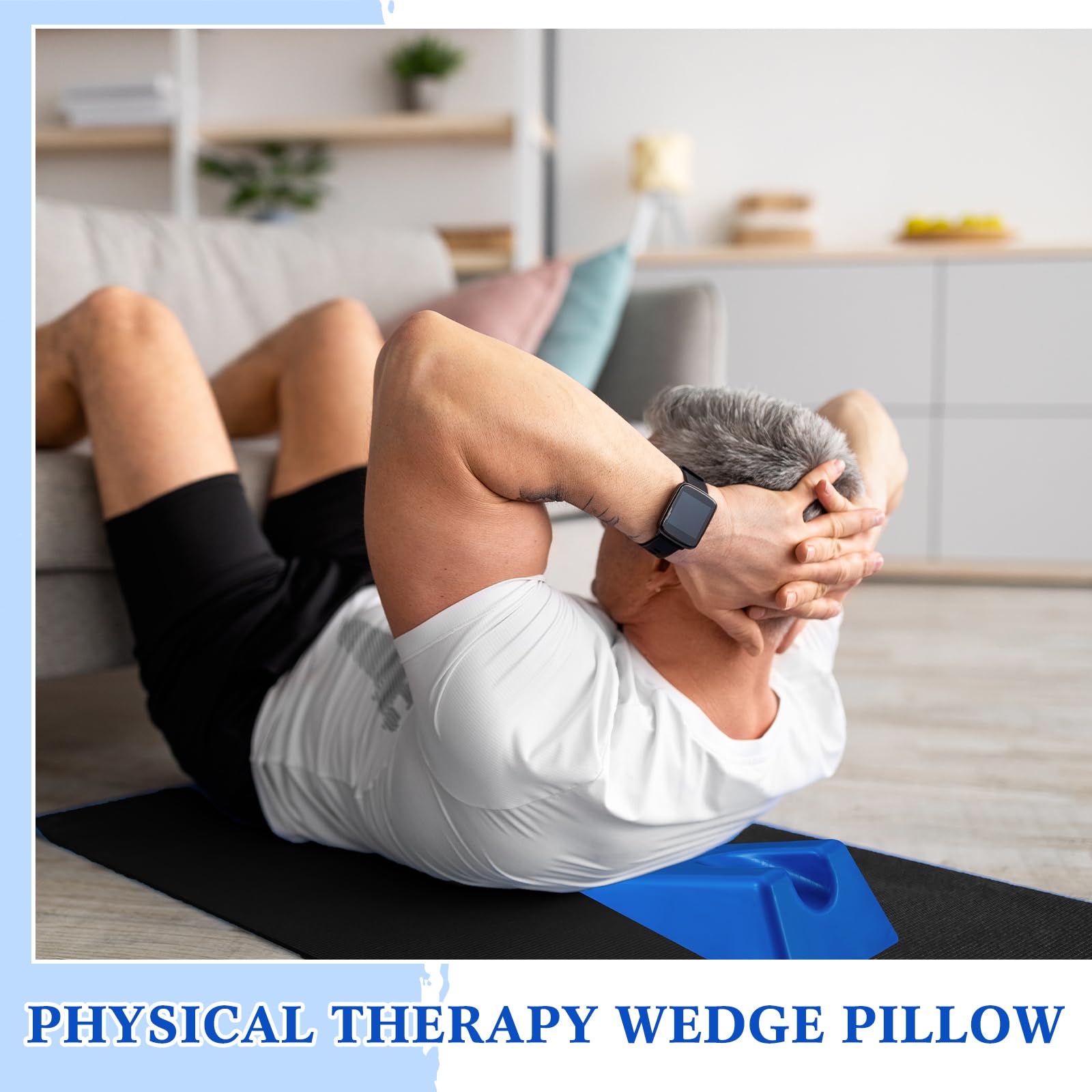 Suzile Mobilization Wedge 7.9 x 4.1 x 2 Inch Triangle Therapy Non Slip Silicone Wedge Pillow Sturdy Support for Relieve Spinal Pain Rehabilitation Tool(Blue)
