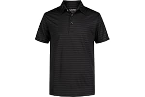 Nautica Boys Active Short Sleeve Polo Shirt, Button Closure & Embossed Stripes, Breathable Performance Fabric