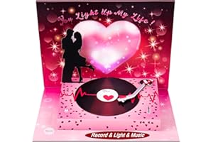 TINTECUSA 3D Musical Happy Anniversary Card with Recording Function, Pop Up Valentines Day Cards with Envelopes Light and Music Wedding Cards for Wife, Husband, Kids - Gift for Her & Him