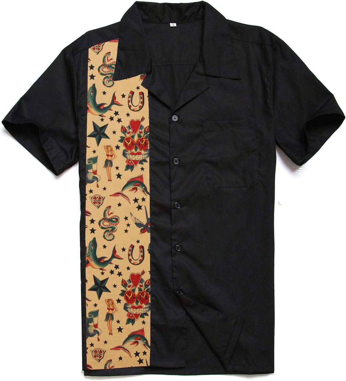 Amashz Men Tattoo Top Brand Cotton Rockabilly Hiphop Vintage 40s American Club Shirts