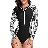 Daci Women Long Sleeve Rash Guard One Piece Swimsuit Zipper Surfing Bathing Suit UPF 50
