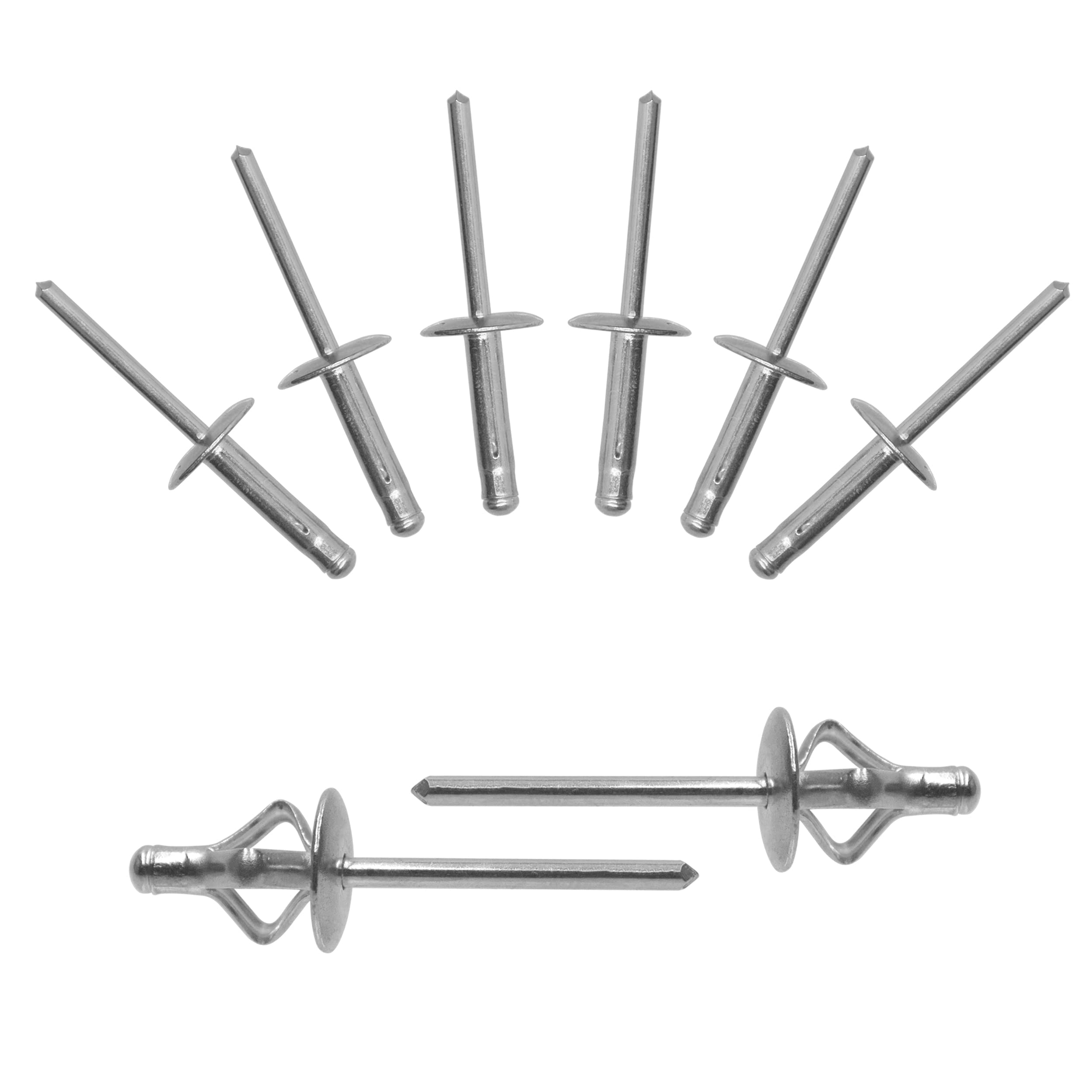 BESTYCHAO 60pcs Tri-Fold Exploding Large Head Aluminum Blind Rivet Pop Rivet Rivets - Silver(4.8x21mm)