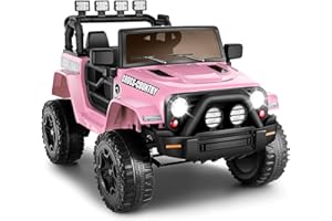 Hikole 12v Electric Ride on Car,Battery Powered Car for Kids w/Romote Control, Pink