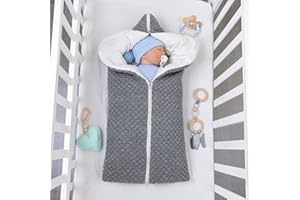 Baby Sleeping Bag Hooded Swaddle Sack Blanket Boy and Girl,0-12 Months Knitted Newborn Receiving Swaddles Wrap Blanket for St