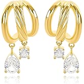 Gold Hoop Dangle Stud Earrings for Women Dainty Western Jewelry Accessories Gifts Statement Elegant Unique Clover Evil Eye Snowman Snowflake Anchor Starfish Seashell North Star Earring